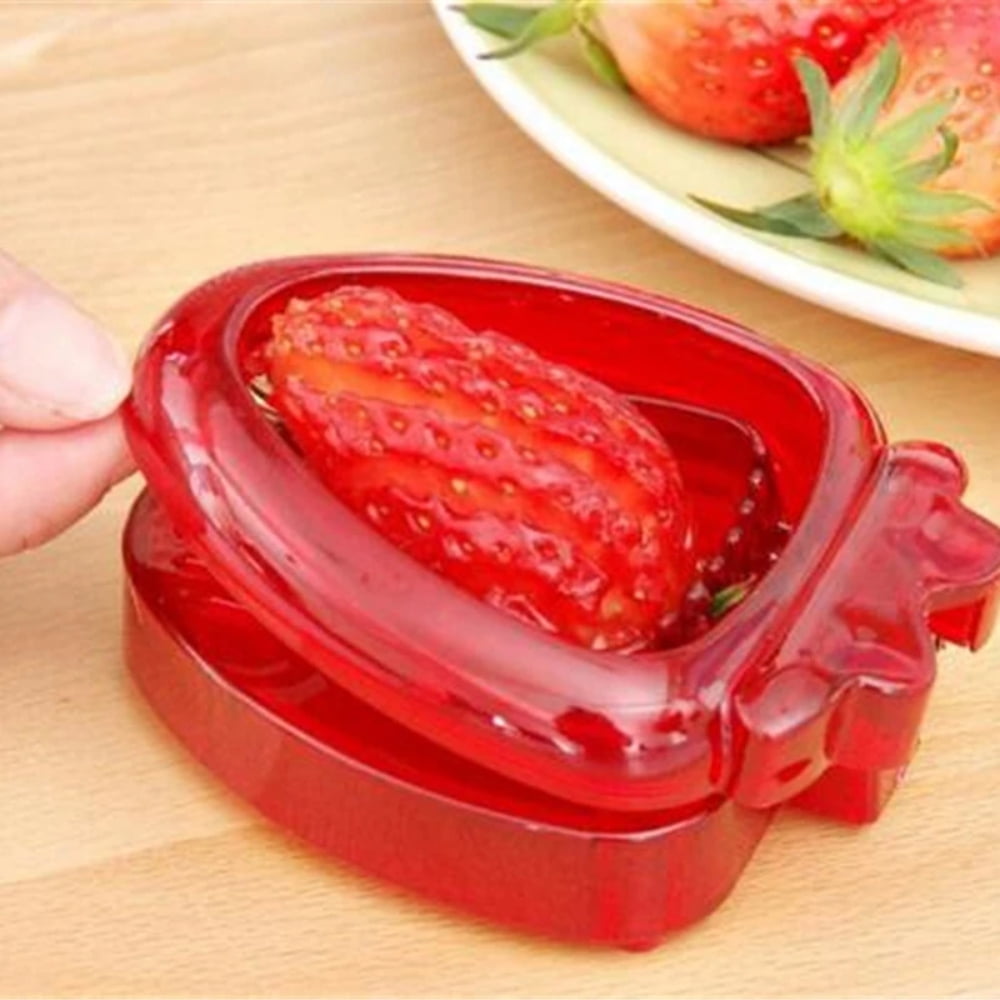 PEACNNG 2pcs Set Kitchen Fruit Gadget Tools Strawberry Slicer Cutter Strawberry Corer Strawberry Huller Leaf Stem Remover