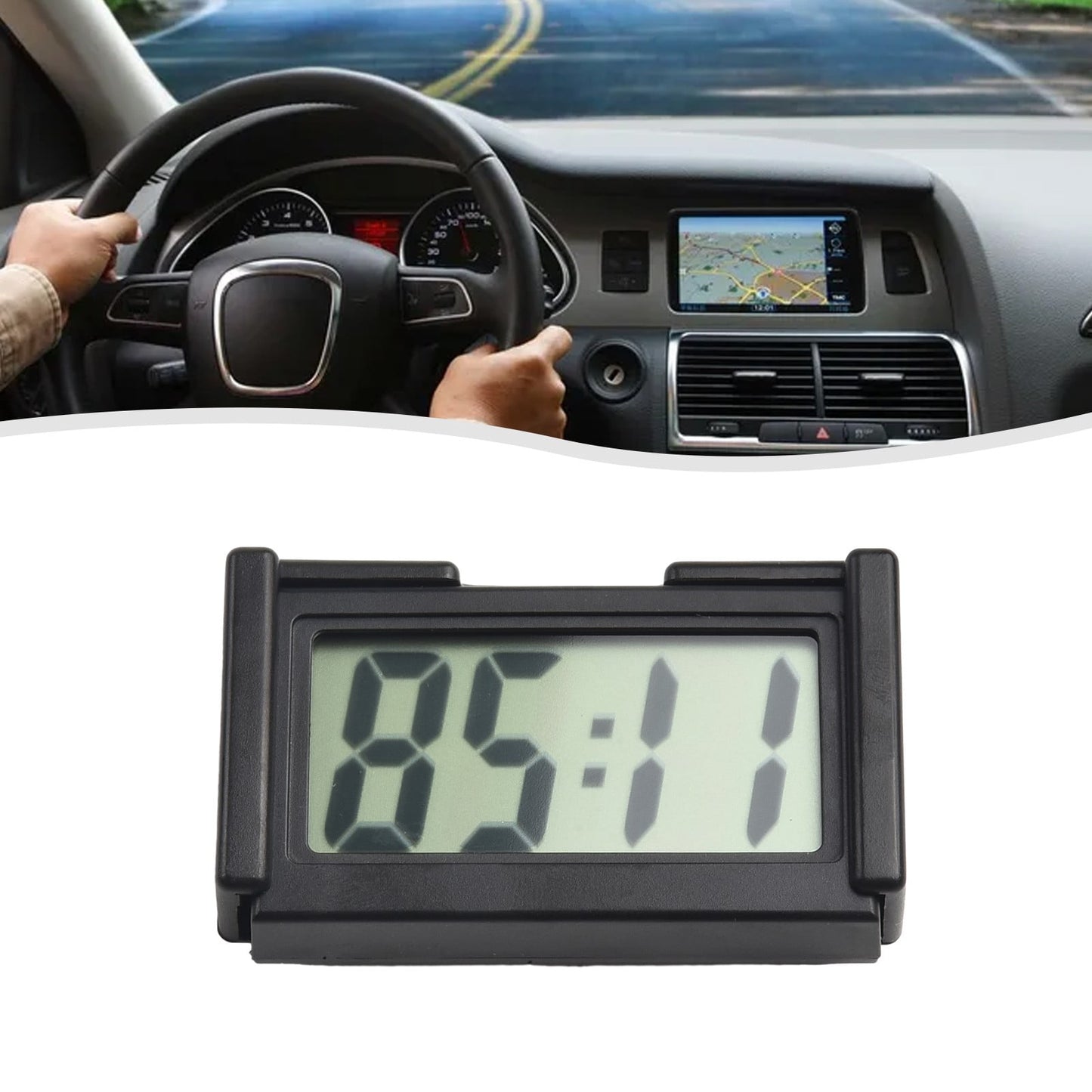 Car Dashboard Digital Clock - Vehicle Adhesive Clock with LCD Display Time