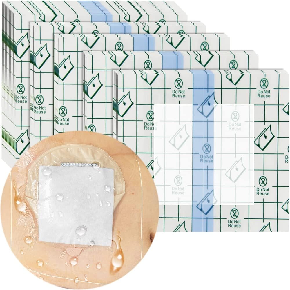 25 Pcs Waterproof Ostomy Shower Cover 8"x8" Stoma Bath Protector Shield Dressing Bandage for Colostomy Supply Pouch Guard Accessory 8x8 Inch (Pack of 25)