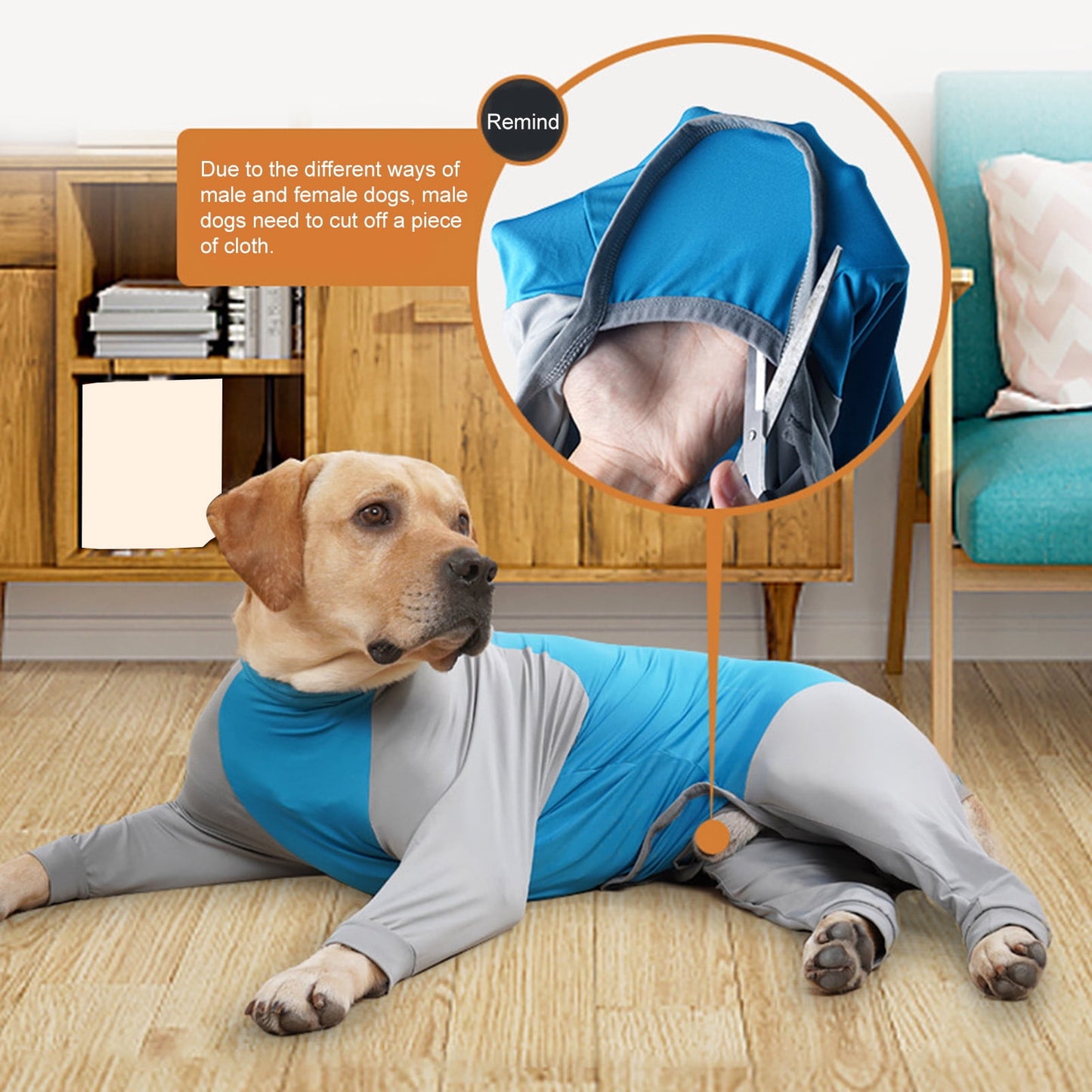 Vnanda Dog Onesie Surgery Recovery Suit for Large Medium Bodysuit Dogs Pajamas PJS Full Body for Shedding, Prevent Licking, Wound Protection L Blue