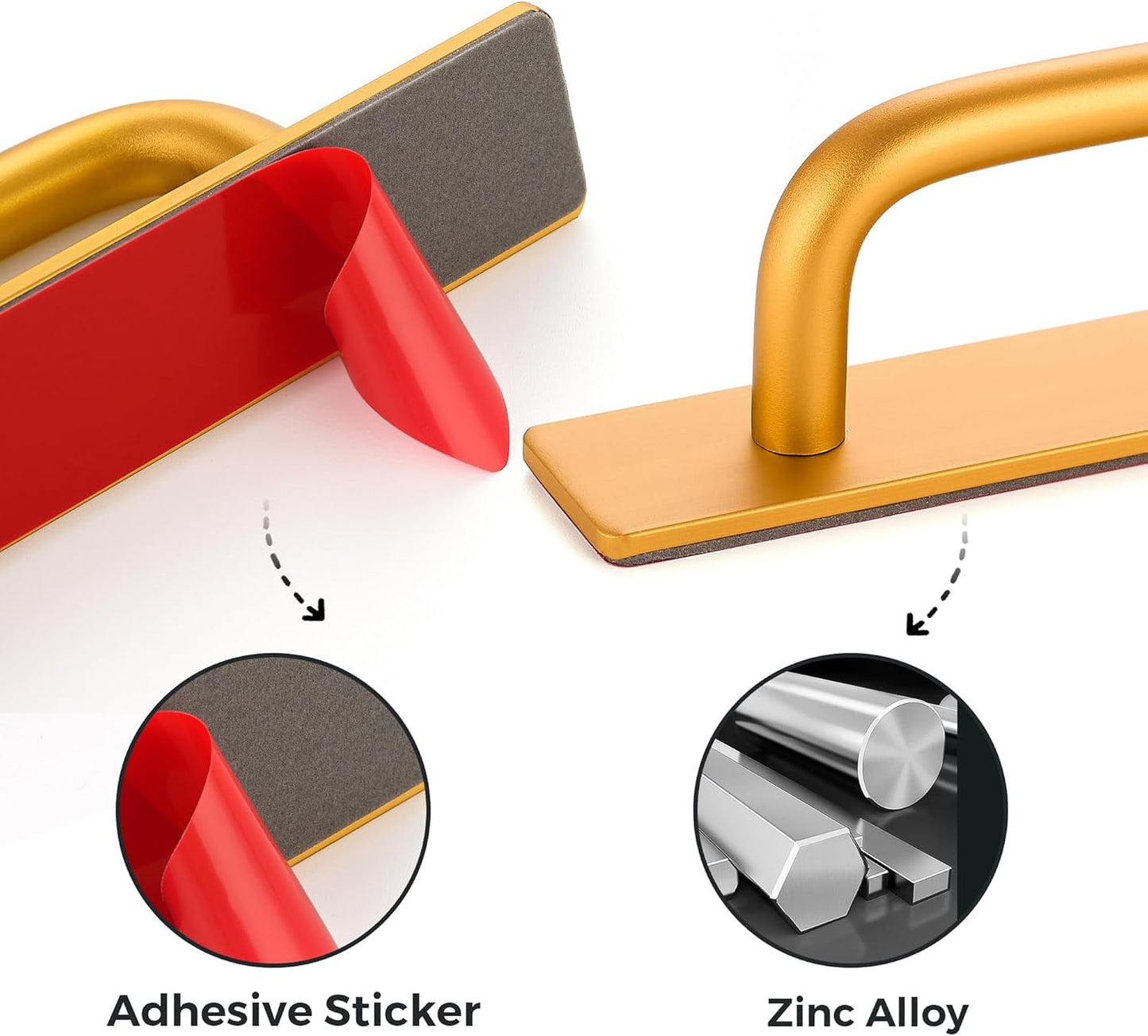 2 Pack Adhesive Handles Self Stick Instant Cabinet Handles 5.83" Stick on Cabinet Handles Drawer Push Pull Handles Helper Sliding Screen Door Handles for Sliding Closet Window Wardrobe - 5.83 inch(148mm) Black