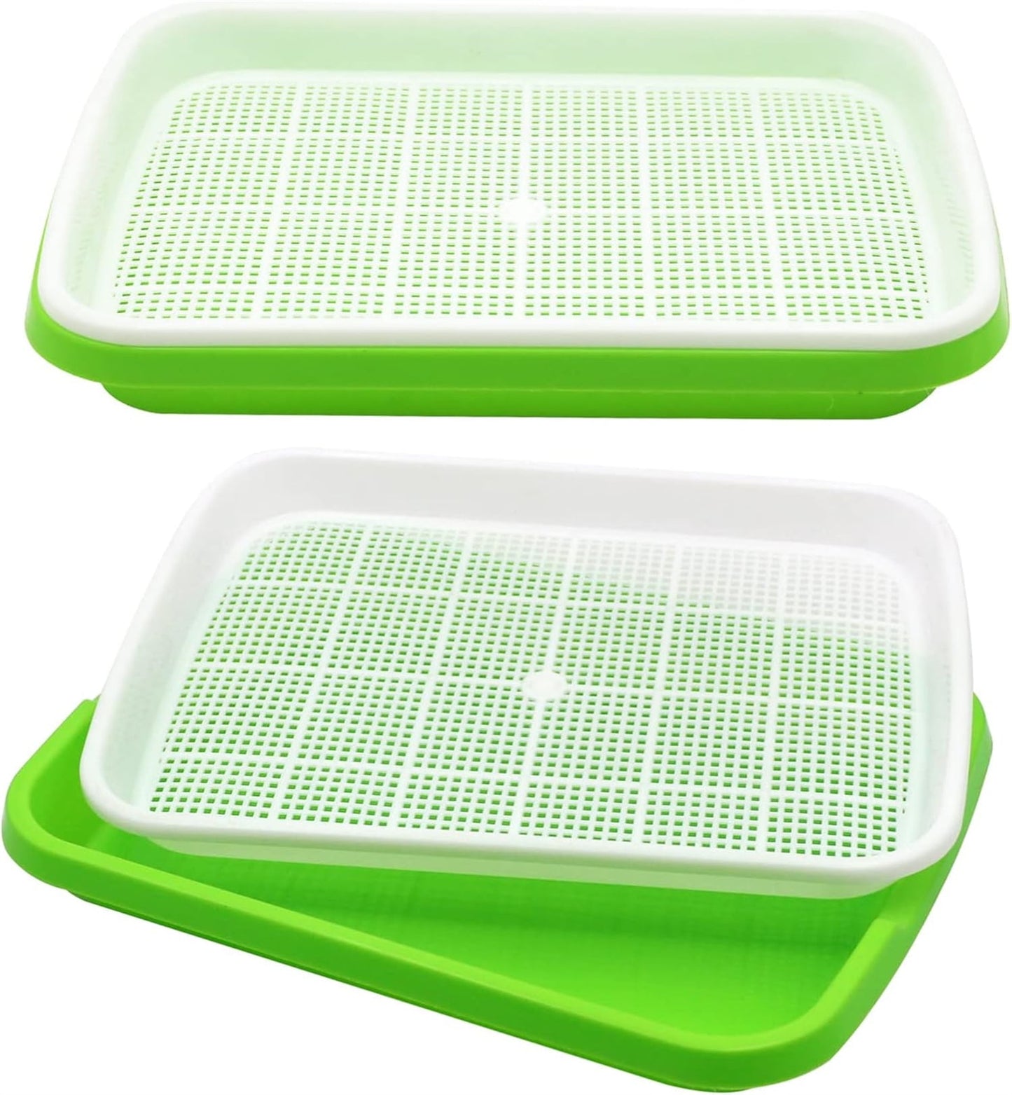 12.8x9.5x1.6 In Green Seed Sprouting Tray with Drain Holes,Microgreens Growing Trays,Growing Trays,seed Germination Propagation Trays for Garden,Home,Office