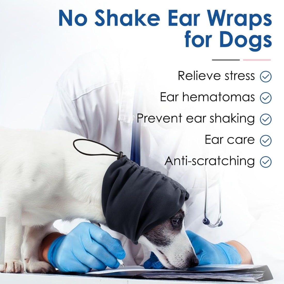 Tingzi Dog Calming Hoodie, No Flap Ear Wraps for Dogs Anxiety Relief, Dog Ear Muffs Noise Protection for Firework, Grooming, Force Drying, Dog Ear Covers Headband for Noise Cancelling, Grey L S Gray