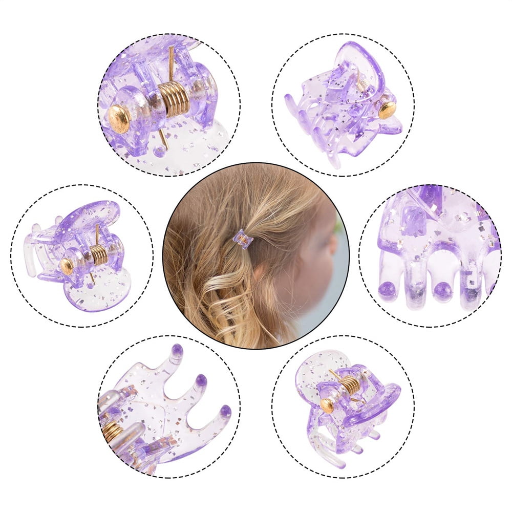 Cute Tiny Hair Clips,Colorful Hair Clips,Mini Glitter Hair Clips,Plastic Claw Clip,Crystal Hair Accessory,Sparkle Clamp for Baby Kids Girls Toddler Women Thin Fine Hair (100PCS)