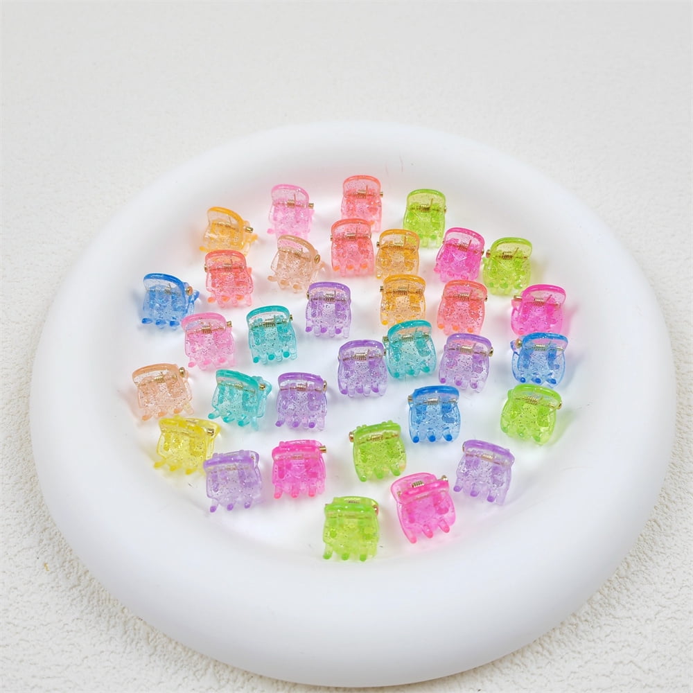 Cute Tiny Hair Clips,Colorful Hair Clips,Mini Glitter Hair Clips,Plastic Claw Clip,Crystal Hair Accessory,Sparkle Clamp for Baby Kids Girls Toddler Women Thin Fine Hair (100PCS)