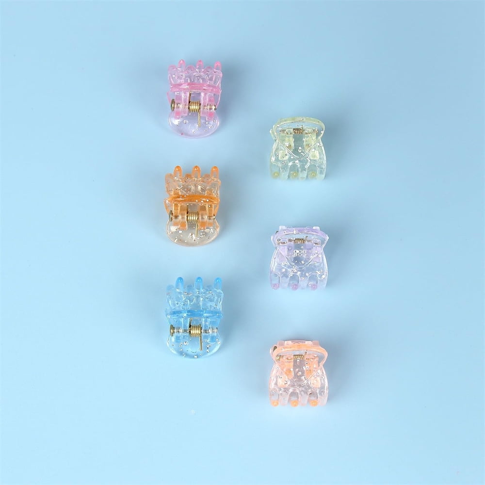 Cute Tiny Hair Clips,Colorful Hair Clips,Mini Glitter Hair Clips,Plastic Claw Clip,Crystal Hair Accessory,Sparkle Clamp for Baby Kids Girls Toddler Women Thin Fine Hair (100PCS)