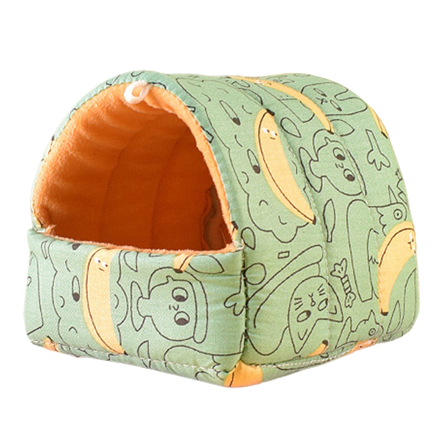 Yirtree Cartoon Pattern Guinea Pig Cave House Bed, Rabbit Squirrel Chinchilla Hamster Hedgehog Nest Hideout, Small Animals Cage Warm Supplies, Machine Washable L Green