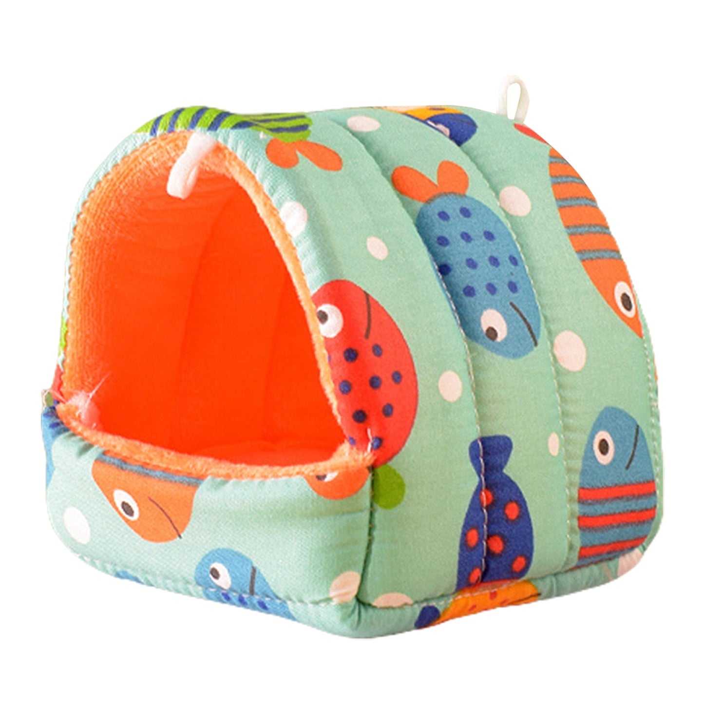 Yirtree Cartoon Pattern Guinea Pig Cave House Bed, Rabbit Squirrel Chinchilla Hamster Hedgehog Nest Hideout, Small Animals Cage Warm Supplies, Machine Washable XL Green Fish