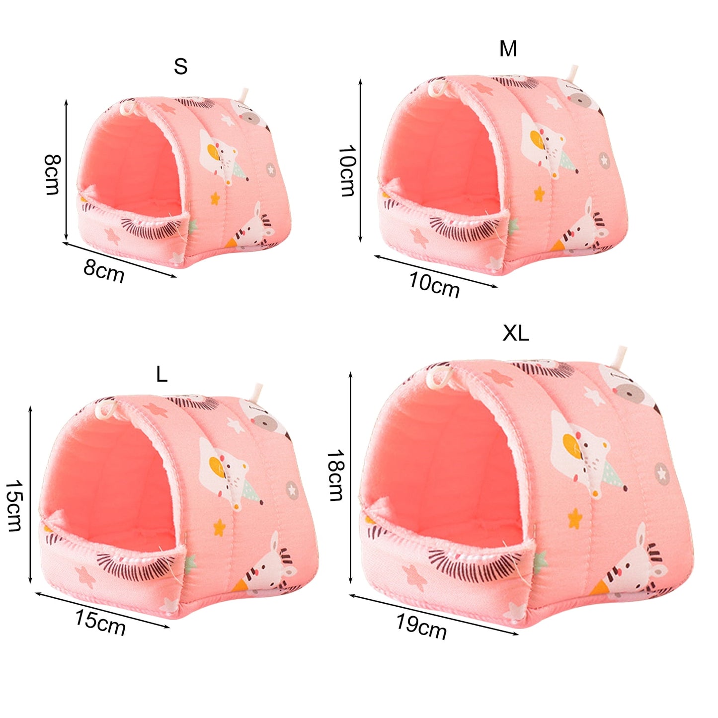 Yirtree Cartoon Pattern Guinea Pig Cave House Bed, Rabbit Squirrel Chinchilla Hamster Hedgehog Nest Hideout, Small Animals Cage Warm Supplies, Machine Washable M Rose Red Strawberry