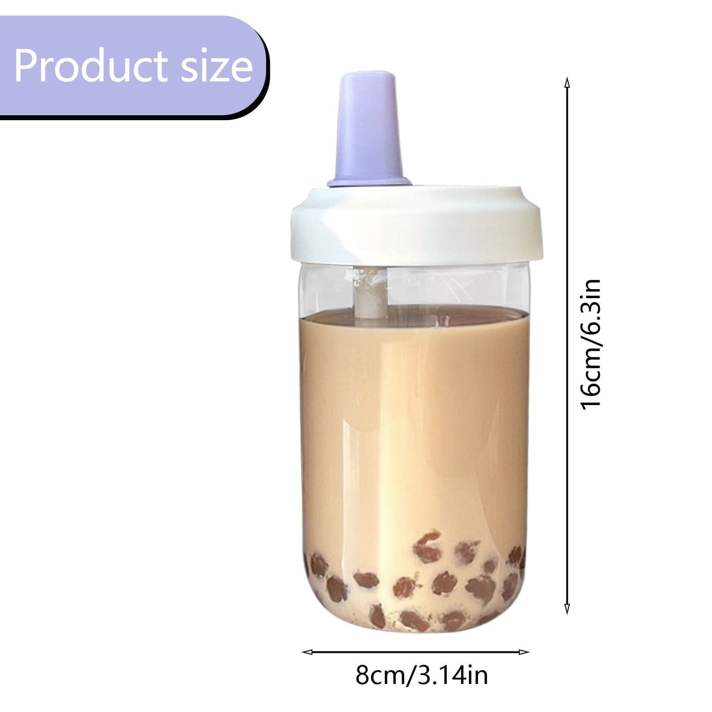 Uanit Reusable Boba Cup for Bubble Tea Boba Tea Cup with Lid and Straw, Leakproof Kawaii Cup, Bubble Tea Cup, Smoothie Tumbler, Insulated, Reusable Straw for Boba Pearls, Boba Gift A White