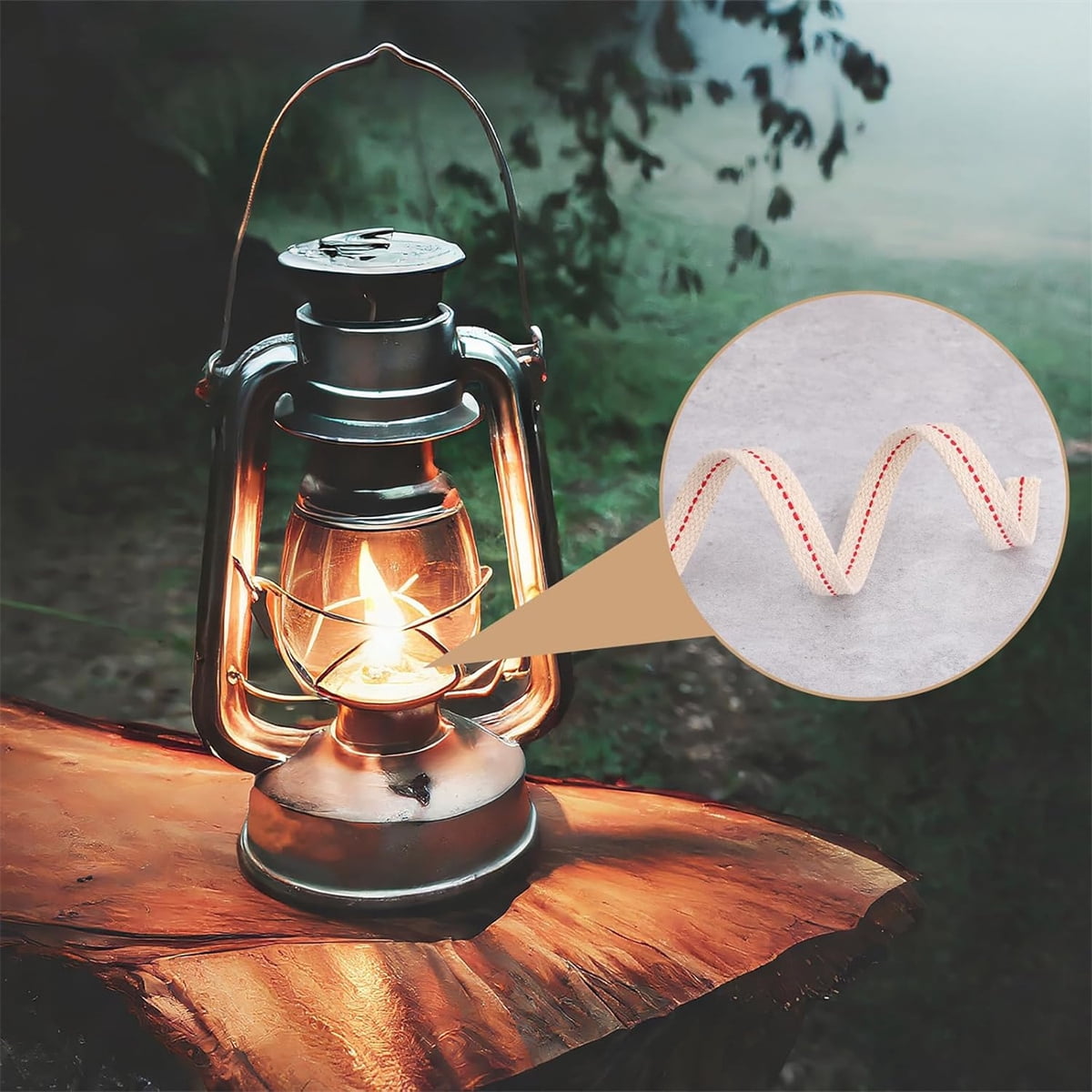 GIXUSIL 26.25 Feet Flat Wide, Oil Lamp Wick, Oil Burner Wick, Cotton Replacement Lanterns Wick with Red Stitch for Kerosene Paraffin Burner Lighting, Lantern Oil Burner, 4 Rolls 32.8'