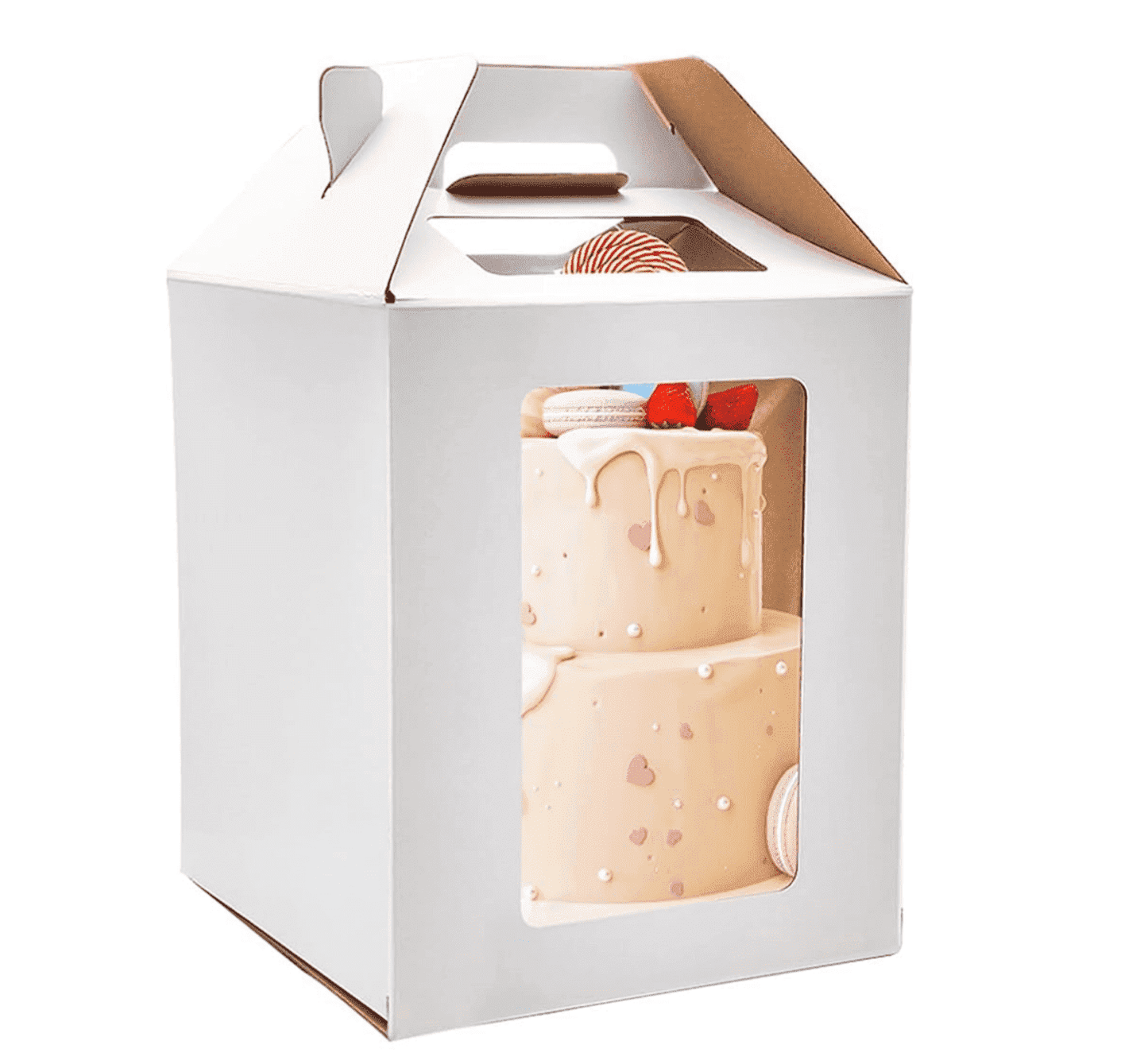 Large Tall Cake Boxes,Disposable Layer Tall Cake Carrier with Window,White Cake Packaging Box,Portable Cake Box,Tier Cake Take Out Transport Containers,for Birthday Wedding Christmas 12" x 12" x 18"
