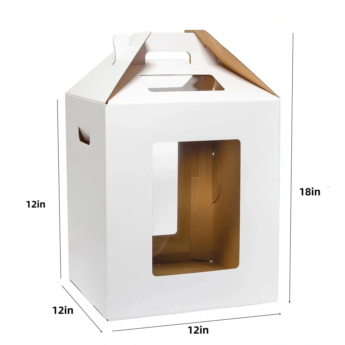 Large Tall Cake Boxes,Disposable Layer Tall Cake Carrier with Window,White Cake Packaging Box,Portable Cake Box,Tier Cake Take Out Transport Containers,for Birthday Wedding Christmas 12" x 12" x 18"