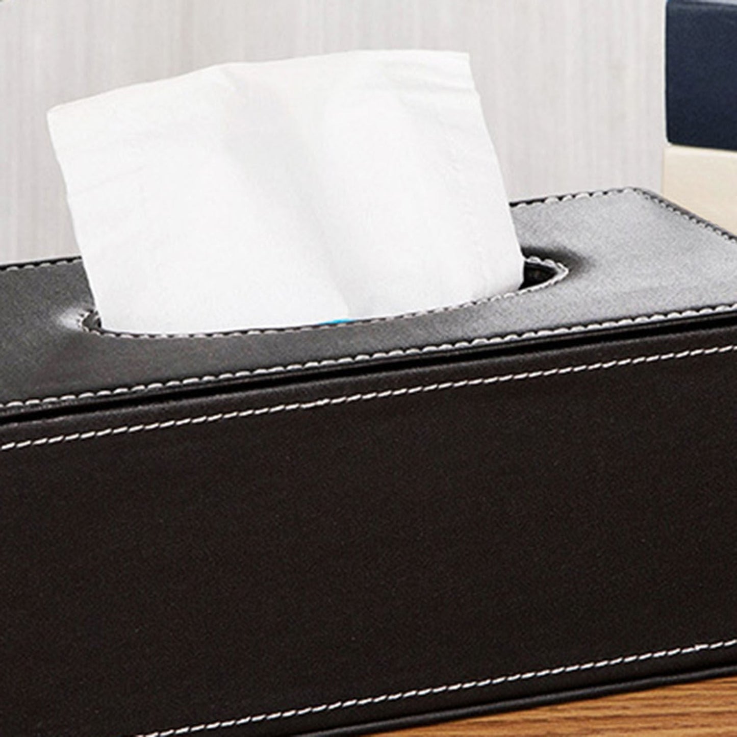 Cagnkofi Tissue Box Cover Rectangular, PU Leather Tissue Box Holder for Kleenex, Napkin, Tissue Box Cover Rectangle, Tissue Holder for Bathroom Car Home Decorative A A