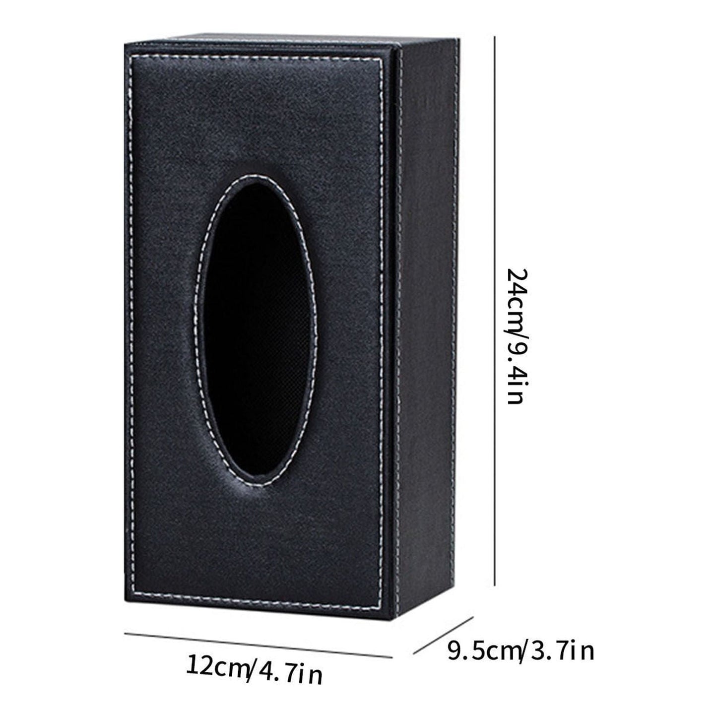 Cagnkofi Tissue Box Cover Rectangular, PU Leather Tissue Box Holder for Kleenex, Napkin, Tissue Box Cover Rectangle, Tissue Holder for Bathroom Car Home Decorative A Black