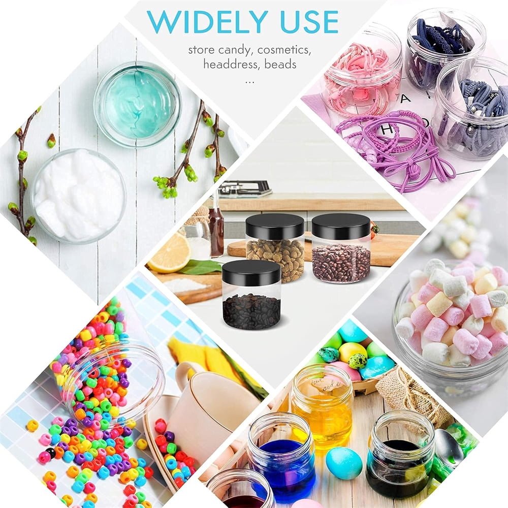 6Pcs Moisture-proof Storage Jars with Sealed Lids,QZS Empty Plastic Containers,Round Refillable Food Jars Organizer,for Home Kitchen Snacks Peanut Honey and More 8oz