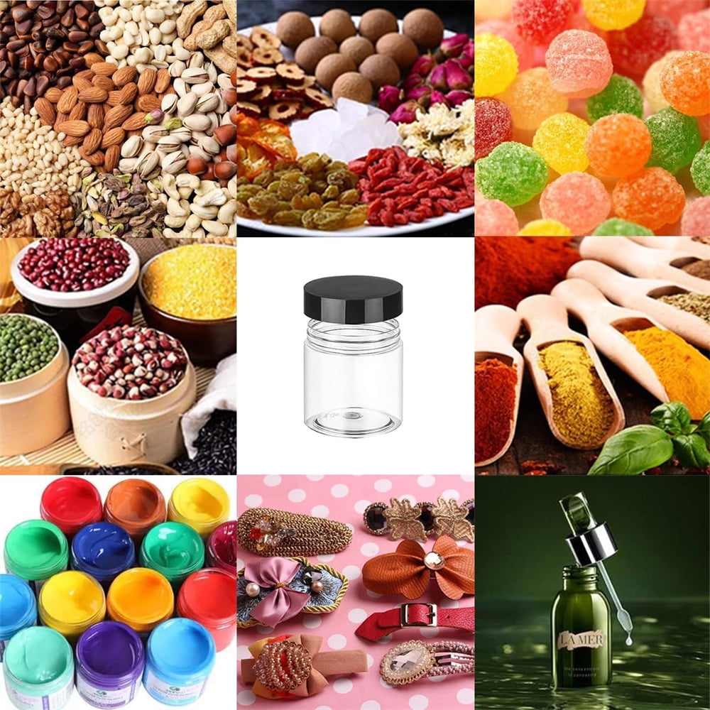 6Pcs Moisture-proof Storage Jars with Sealed Lids,QZS Empty Plastic Containers,Round Refillable Food Jars Organizer,for Home Kitchen Snacks Peanut Honey and More 8oz