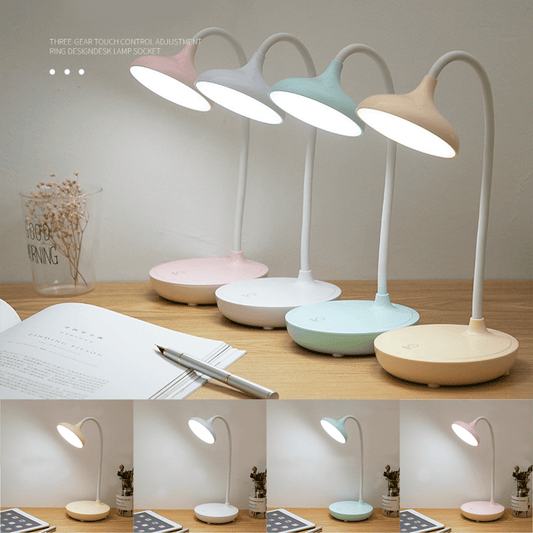 LED Desk Lamp with USB Ports,Touch Desk Lamps for Home Office with 3 Brightness Desk Light with Small Night Light,Reading Lamp Table Lamp for Bedroom Bedside Study（Pink） by Fakrich Apricot