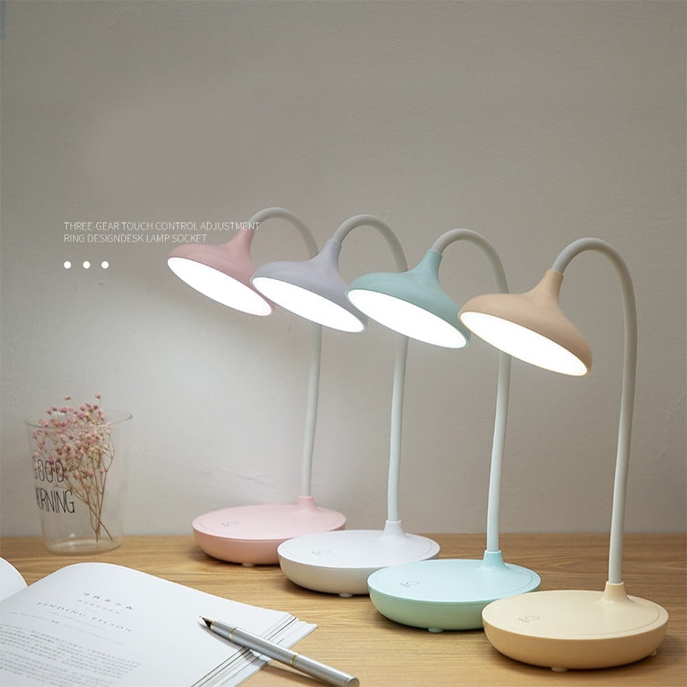 LED Desk Lamp with USB Ports,Touch Desk Lamps for Home Office with 3 Brightness Desk Light with Small Night Light,Reading Lamp Table Lamp for Bedroom Bedside Study（Pink） by Fakrich Pink