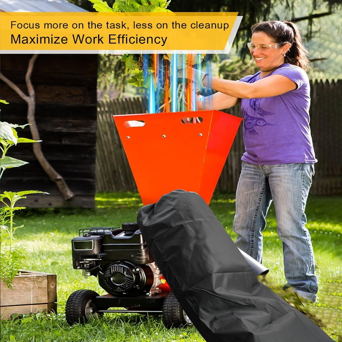 Tutuviw Wood Chipper Collection Bag,24 x 48" Big Capacity Leaf Shredder Chip Machine Bag,Reusable Lawn Wood Chipper Leaf Shredder Bag,Universal Leaf Collection Bag for Wood Slicer Splitter