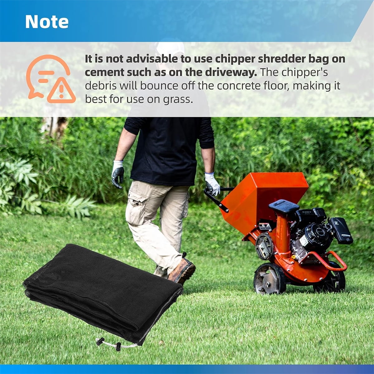 Tutuviw Wood Chipper Collection Bag,24 x 48" Big Capacity Leaf Shredder Chip Machine Bag,Reusable Lawn Wood Chipper Leaf Shredder Bag,Universal Leaf Collection Bag for Wood Slicer Splitter