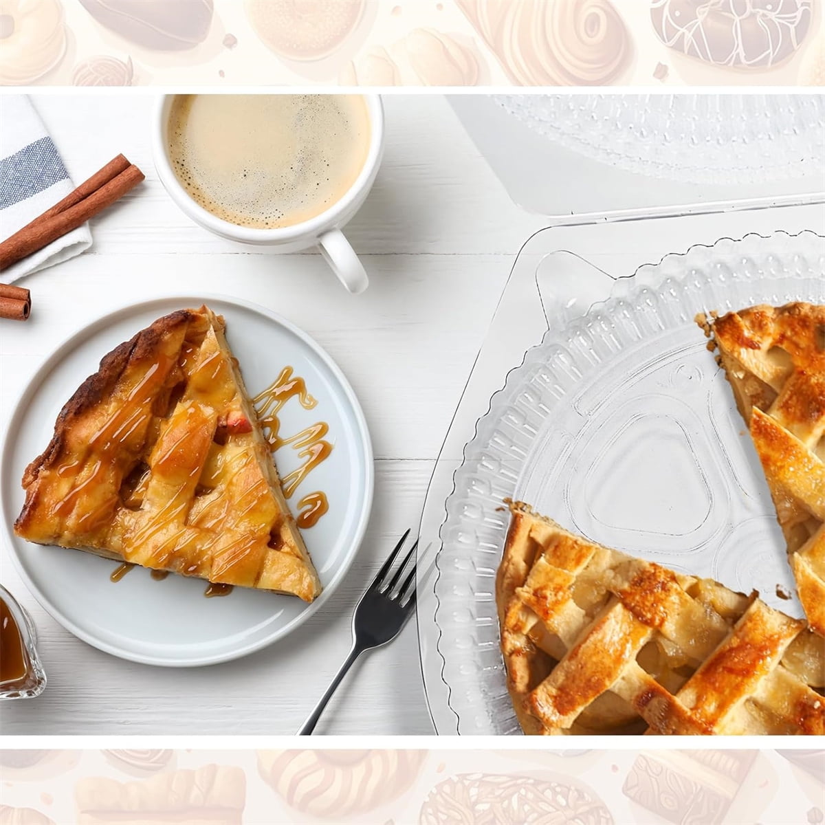 Tutuviw 20 Pcs 8" Plastic Disposable Pie Containers With Lids, Round Pie Keepers with Hinged Locking Lids, Flan Cake Containers for Transport Fruits Vegetables Storage Takeout Boxes 6"