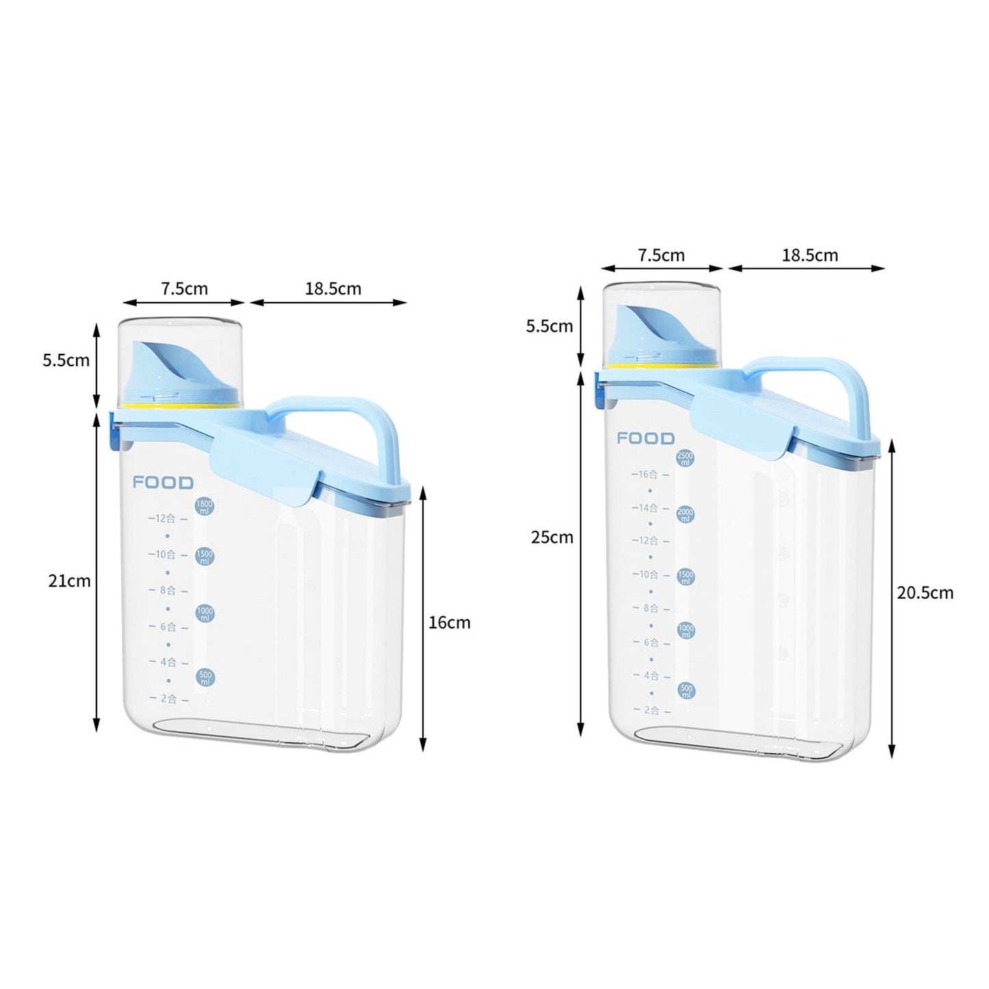 Cheers.US 2000ml/2800ml Airtight Cereal Container Rice Dry Grain Dispenser Thicken Rice Cylinder Clear Food Storage Box S Ivory