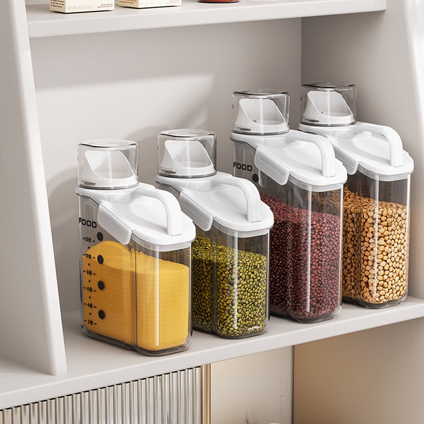 Cheers.US 2000ml/2800ml Airtight Cereal Container Rice Dry Grain Dispenser Thicken Rice Cylinder Clear Food Storage Box L Ivory