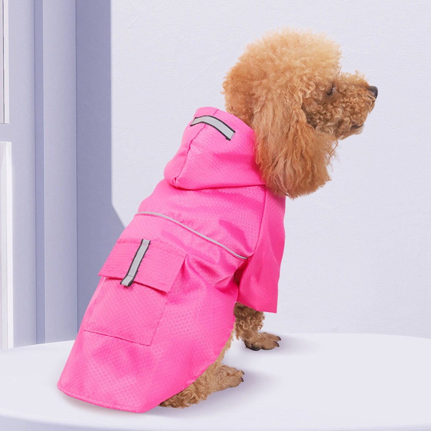 Travelwant Waterproof Reflective Dog Raincoat- Adjustable Pet Jacket, Lightweight Dog Hooded Slicker Poncho for Small to X- Large Dogs and Puppies M Red