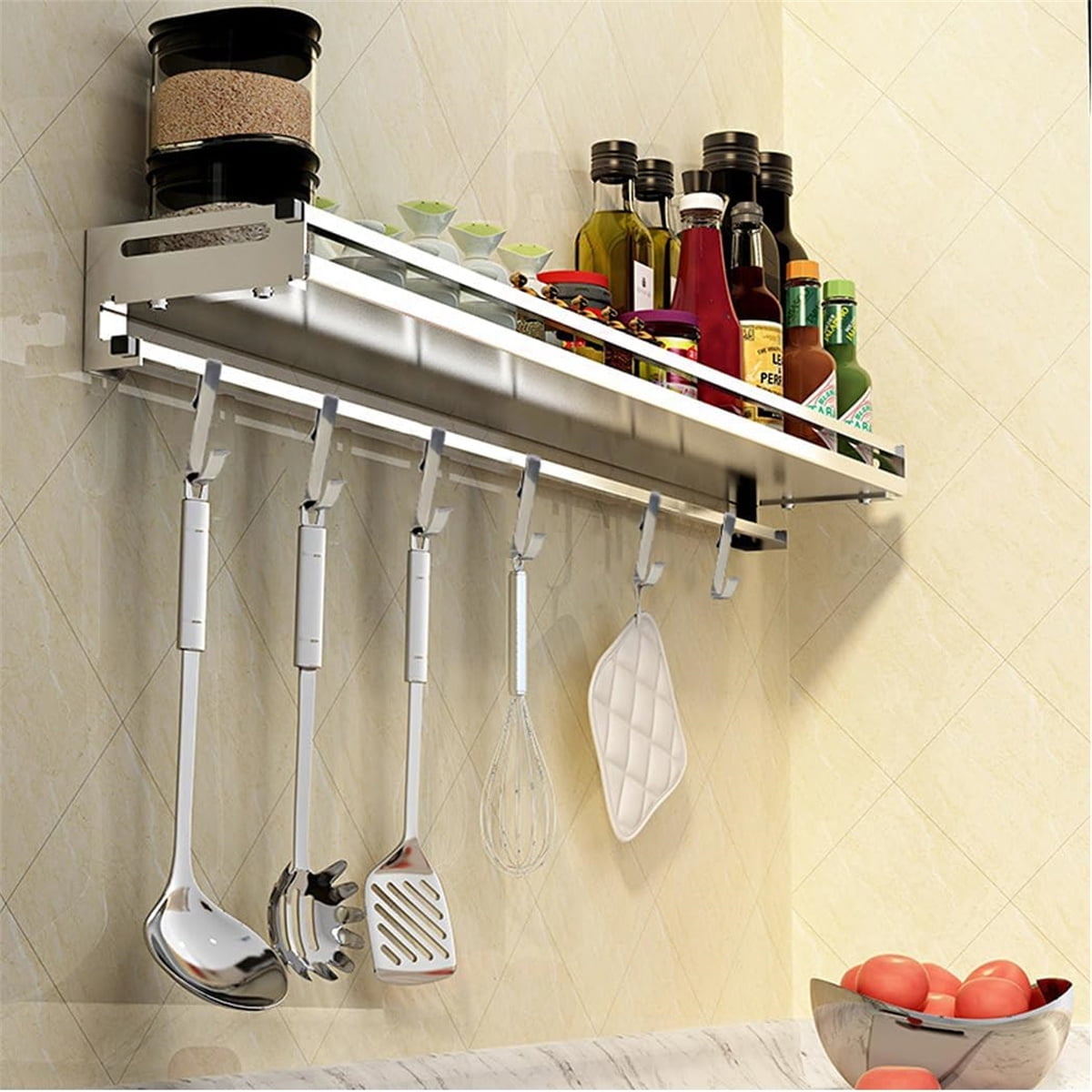 Tutuviw 20 Pcs 2.4in Long J-Hook for Wire Shelving, Wire Rack Hook, Stainless Steel Hanger Clip-on Hooks, Hanging Sink Grid Hook, Heavy Duty Utility Hooks for Kitchen Bedroom Office, Silver White
