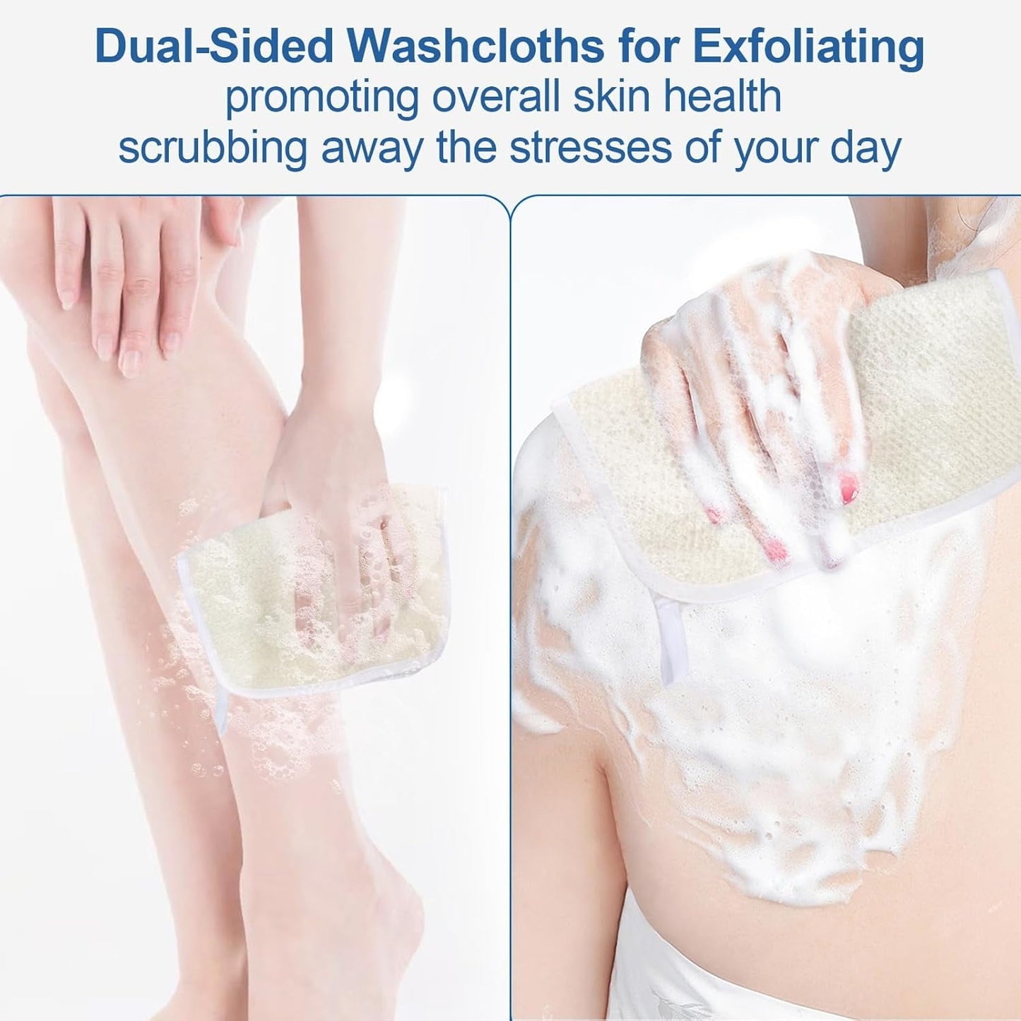 Exfoliating Washcloths,African Exfoliating Net,Reusable African Net Sponge,8.7x10.2In Beige Mutilfunction Wash Cloth for Face and Body Beige