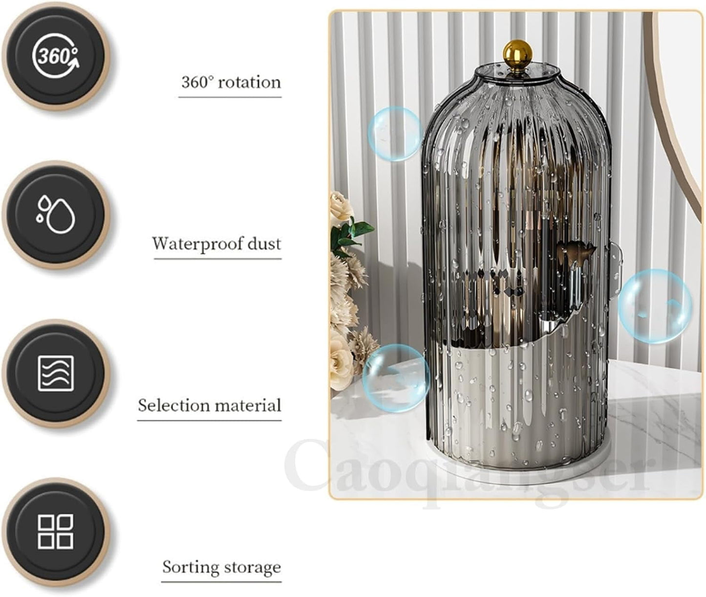 Concealed Toothbrush Holder,Toothbrush Holders for Bathrooms,360 Rotating Waterproof Dustproof Toothpaste Holders with Sliding Lid,for Vanity Makeup Brushes Holder,Pen Holder Storage (C) C
