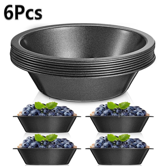 Tutuviw 6 Pack 5 inch Reusable Small Pie Pans, Nonstick Small Pie Tins, Carbon Steel Pie Pans, Mini Pie Pans for Baking, Round Bread and Meat Pie Tins Mini Pie Tins for Cake Dessert