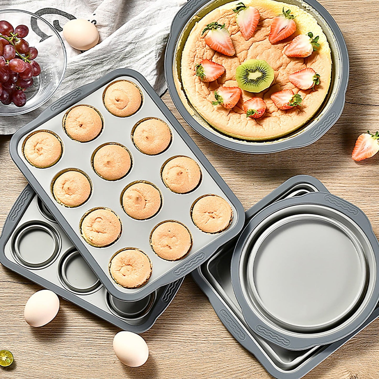 Brownie Pan with Dividers, 1 Set 12 Cavity All Edges Square Cupcake Brownie Pans Mini Cake Non Stick Baking Carbon Steel Bread Mold Small Edge 3x4 Individual Cutter Sheet Tray for Cookie Oven One Size Purple-A