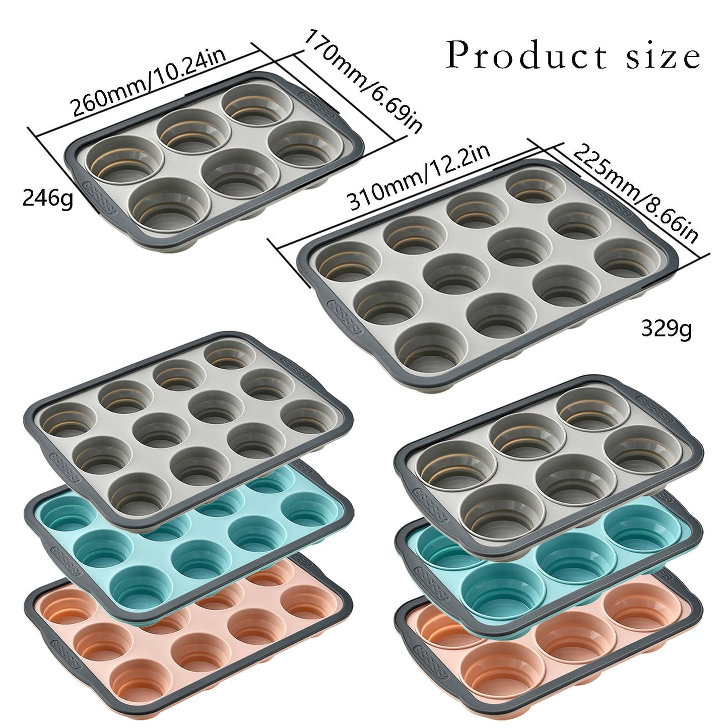 Brownie Pan with Dividers, 1 Set 12 Cavity All Edges Square Cupcake Brownie Pans Mini Cake Non Stick Baking Carbon Steel Bread Mold Small Edge 3x4 Individual Cutter Sheet Tray for Cookie Oven One Size White-C