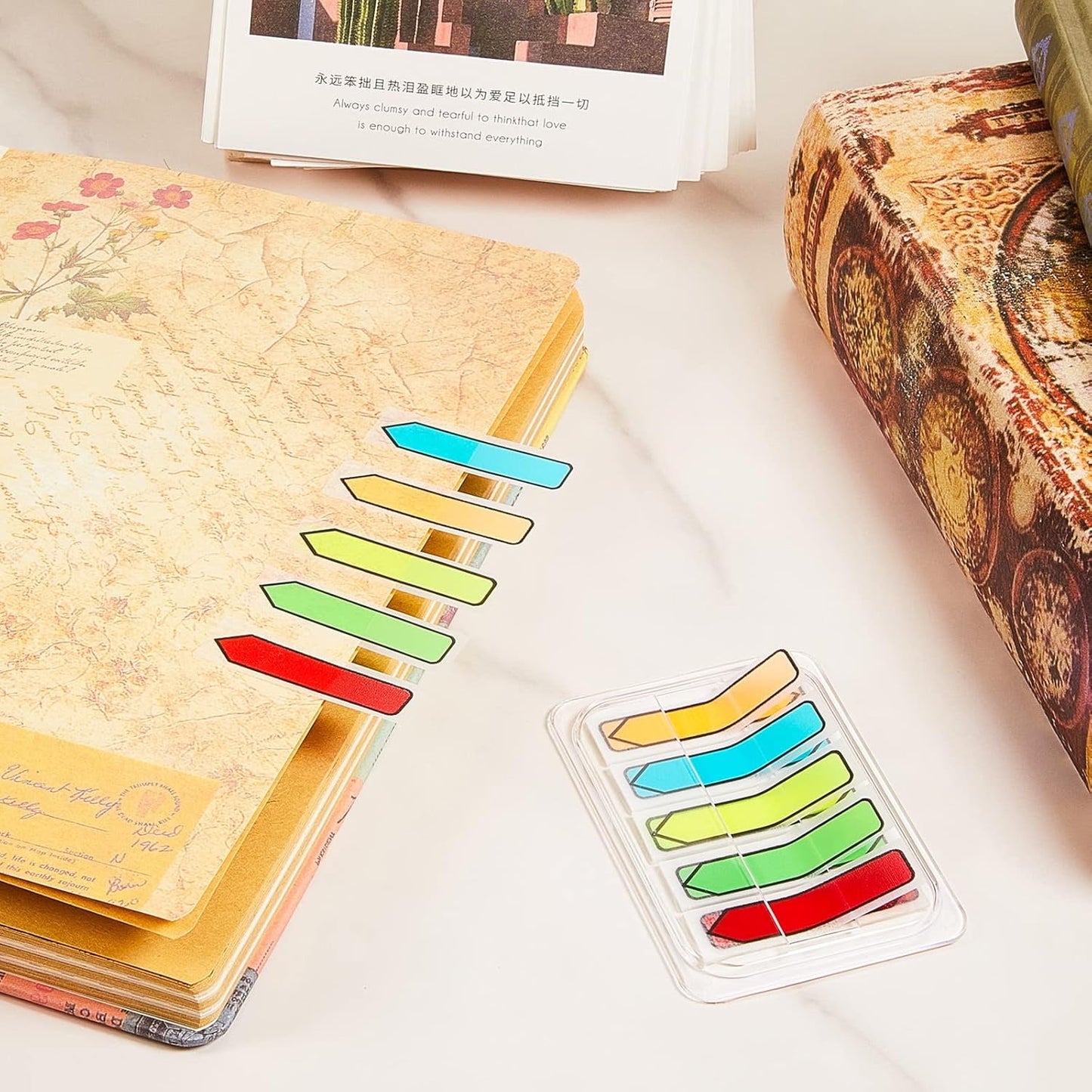 6 Packs/600Pcs Arrow Flags Arrow Tabs,5 Colors Sticky Flags Arrow Sticky Notes,Sign Stickers,Message Flags for Office,Notebook,Annotating,Books,Notary,Books(Multicolor)
