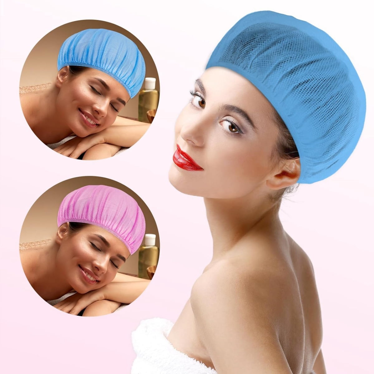 QZS 4 Pcs Mesh Sleep Bonnets,Breathable Shower Caps,Hair Nets Caps for Women,Reusable Multi-color Night Bonnets for Shower,Sleeping,Washing Face Multi-color