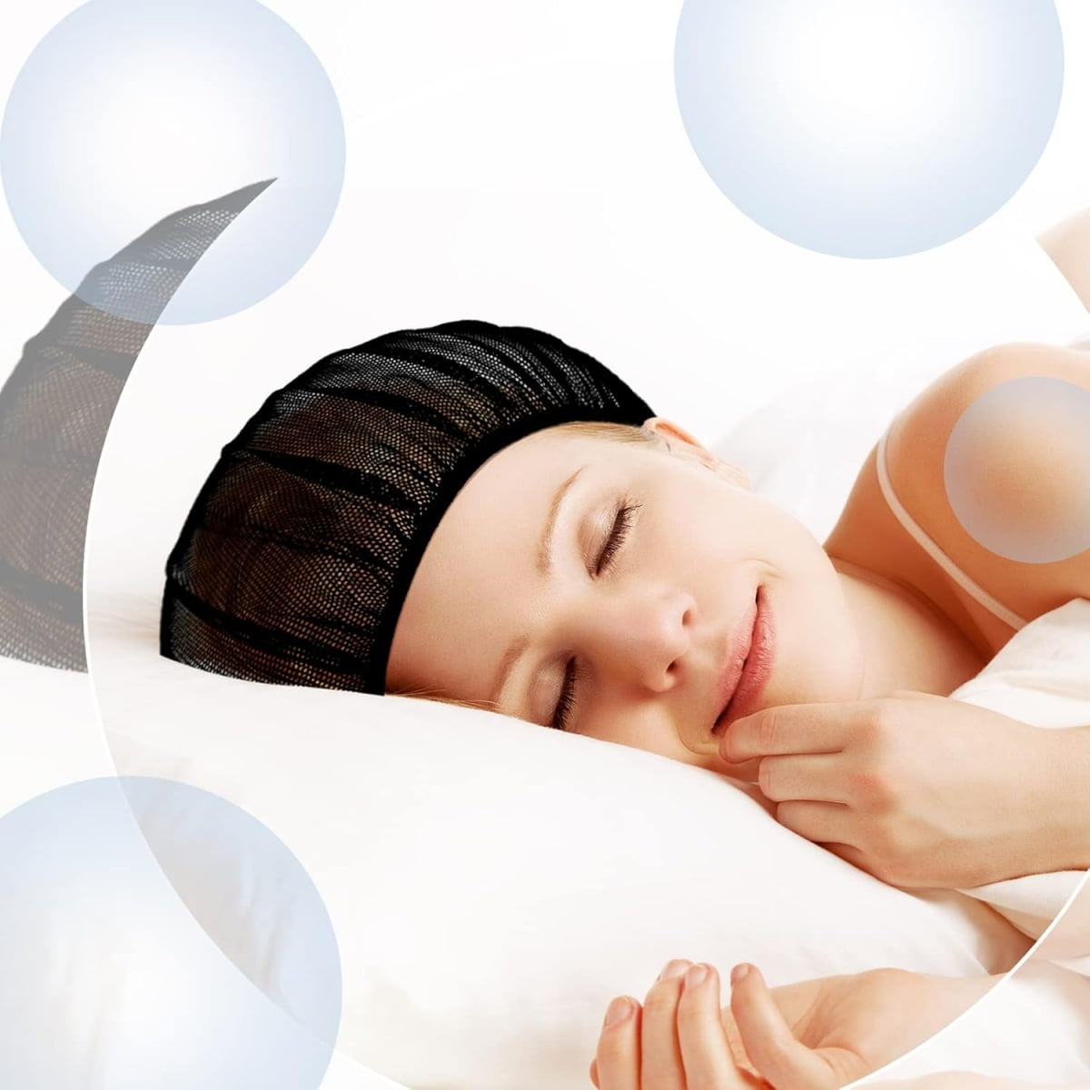 QZS 4 Pcs Mesh Sleep Bonnets,Breathable Shower Caps,Hair Nets Caps for Women,Reusable Multi-color Night Bonnets for Shower,Sleeping,Washing Face Multi-color