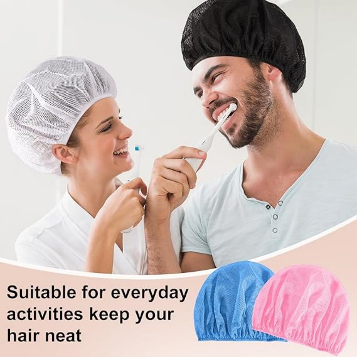QZS 4 Pcs Mesh Sleep Bonnets,Breathable Shower Caps,Hair Nets Caps for Women,Reusable Multi-color Night Bonnets for Shower,Sleeping,Washing Face Multi-color