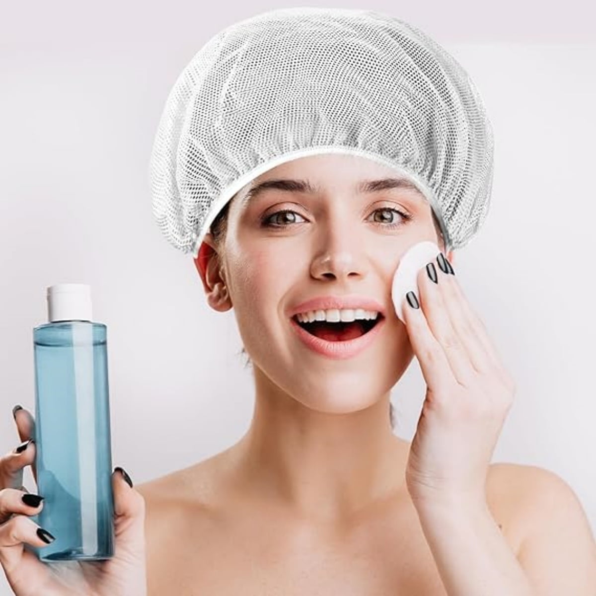 QZS 4 Pcs Mesh Sleep Bonnets,Breathable Shower Caps,Hair Nets Caps for Women,Reusable Multi-color Night Bonnets for Shower,Sleeping,Washing Face White