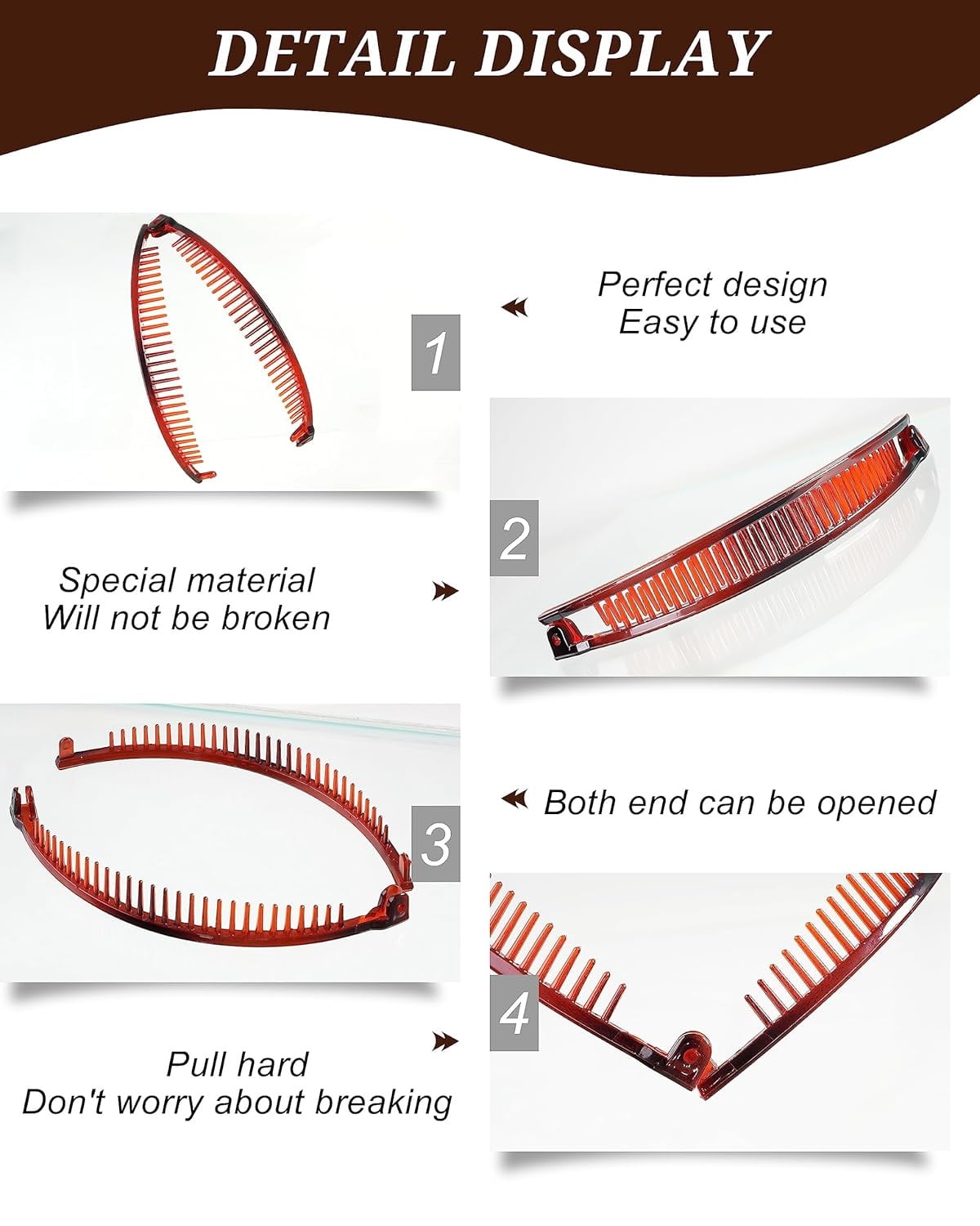 Banana Clips,Tutuviw Vintage Clincher Combs Tool,Nonslip Hair Banana Combs,Large Acrylic Banana Clips for Thick Hair,Strong Ponytail Holder Clips Fishtail Hair Clip for Women Girls,3 Styles
