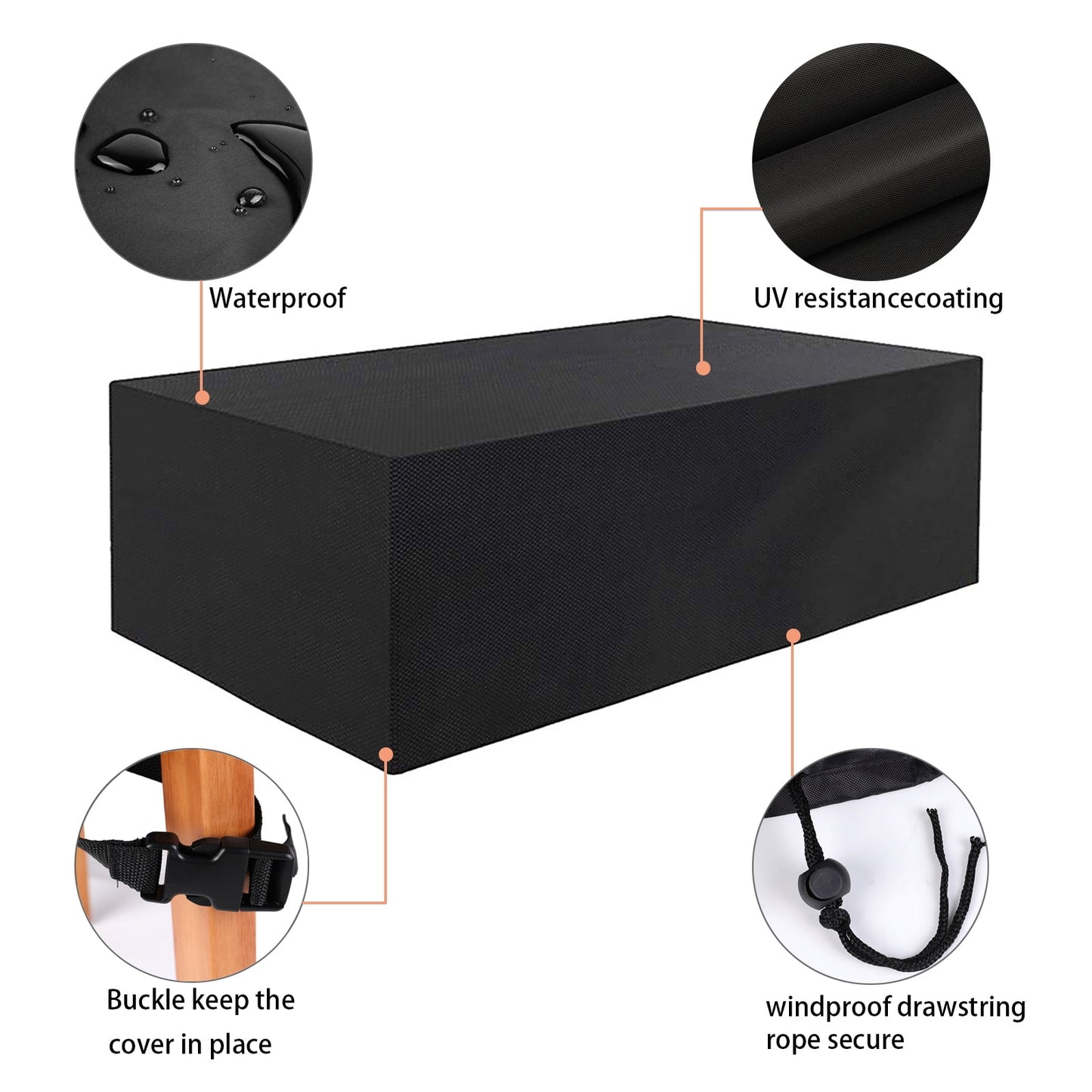 Rectangular Patio Table Cover Heavy Duty Waterproof Outdoor Furniture Set Cover 47" x 47" x 29"