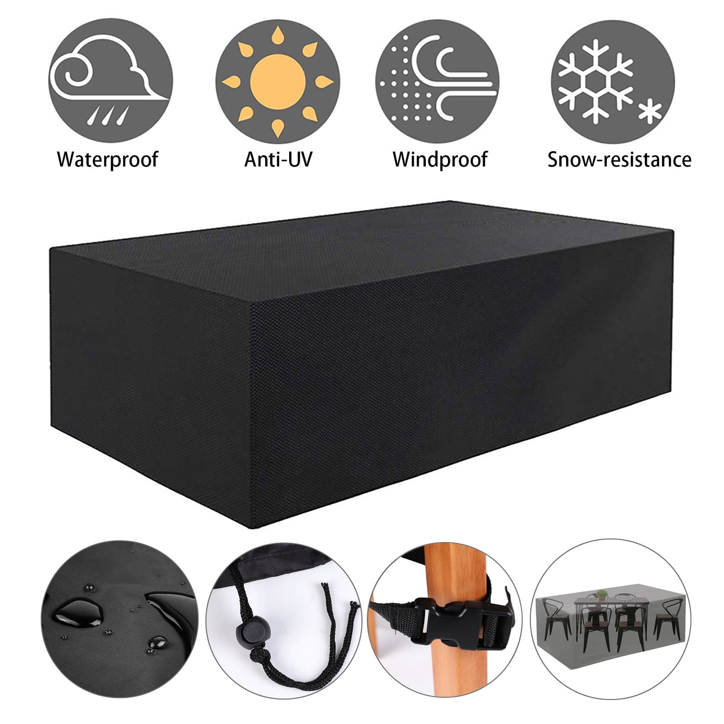 Rectangular Patio Table Cover Heavy Duty Waterproof Outdoor Furniture Set Cover 95" x 64" x 39"