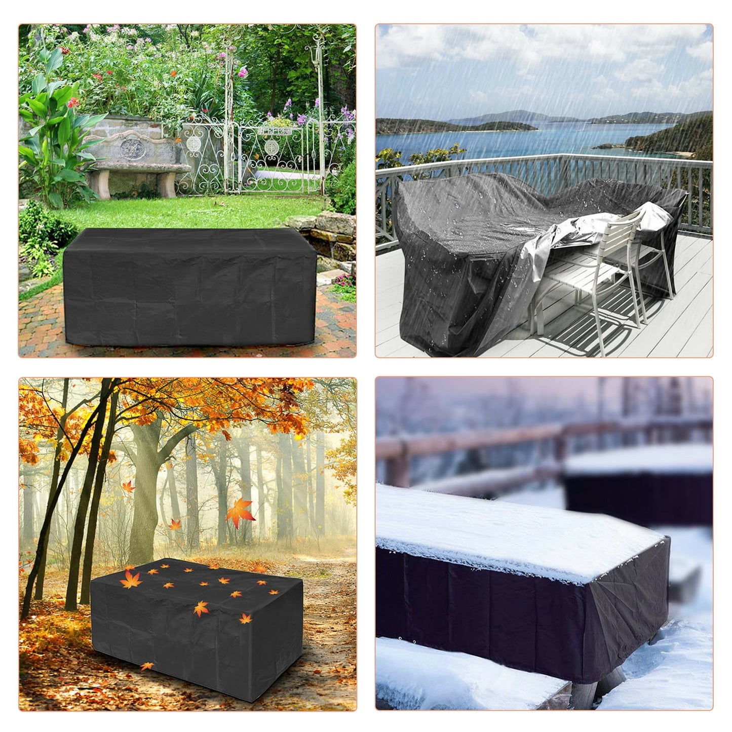 Rectangular Patio Table Cover Heavy Duty Waterproof Outdoor Furniture Set Cover 98" x 98" x 35"