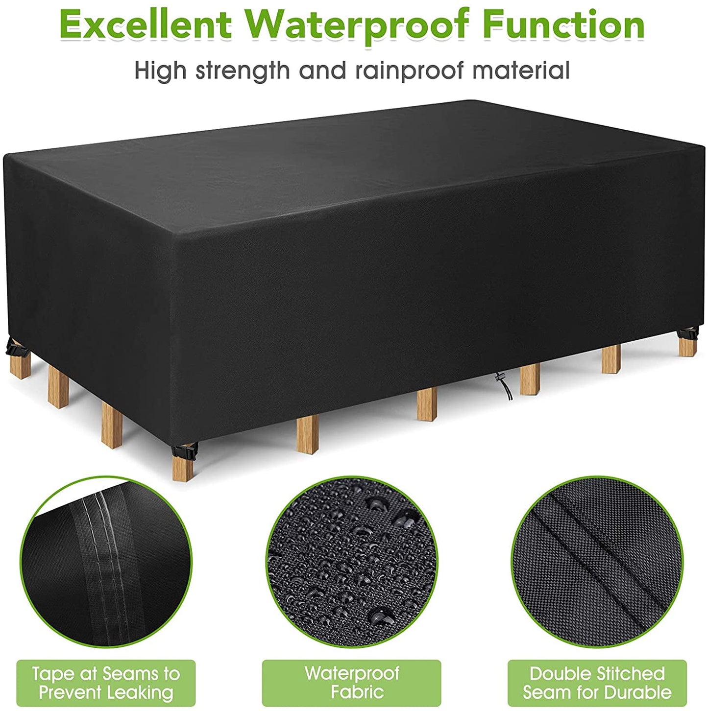 Rectangular Patio Table Cover Heavy Duty Waterproof Outdoor Furniture Set Cover 108" x 82" x 27"