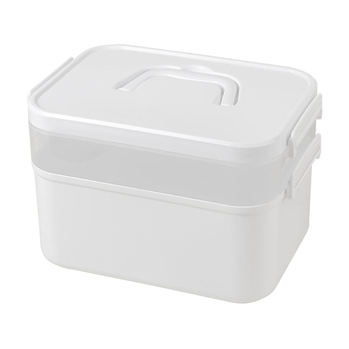 Portable Nail Polish Carrying Box, Plastic Storage Bins with Removable Tray and Lids, Crafts Organizers and Storage Clear Container with Handle, Travel Box Holders for Art Crafts and Cosmetic White