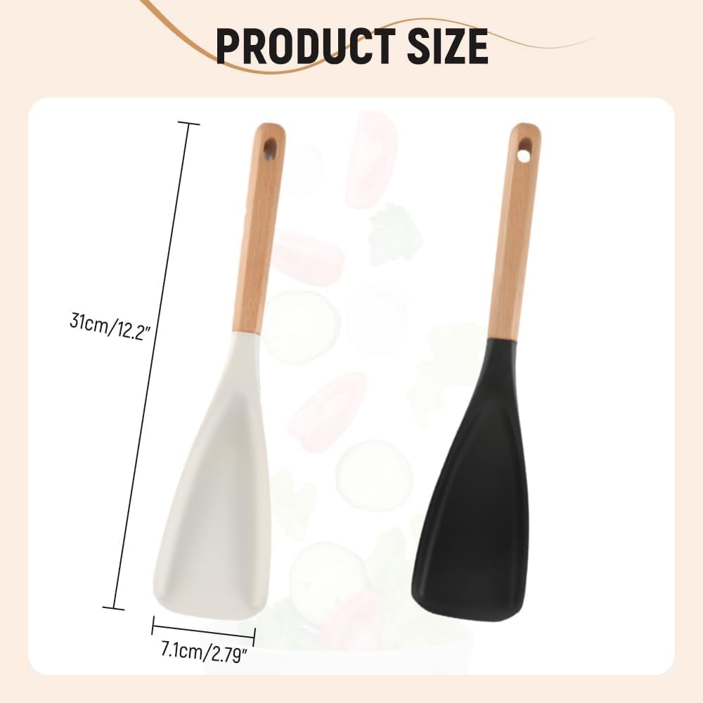GlobaShun Consensuts Multi Function Spoon, 2-in-1 Multi-function Spatula Spoon, Cooking Spoon for Nonstick Cookwares, Silicone Cooking Utensils for Kitchen, Multifunction Spoon for Mixing 2*White