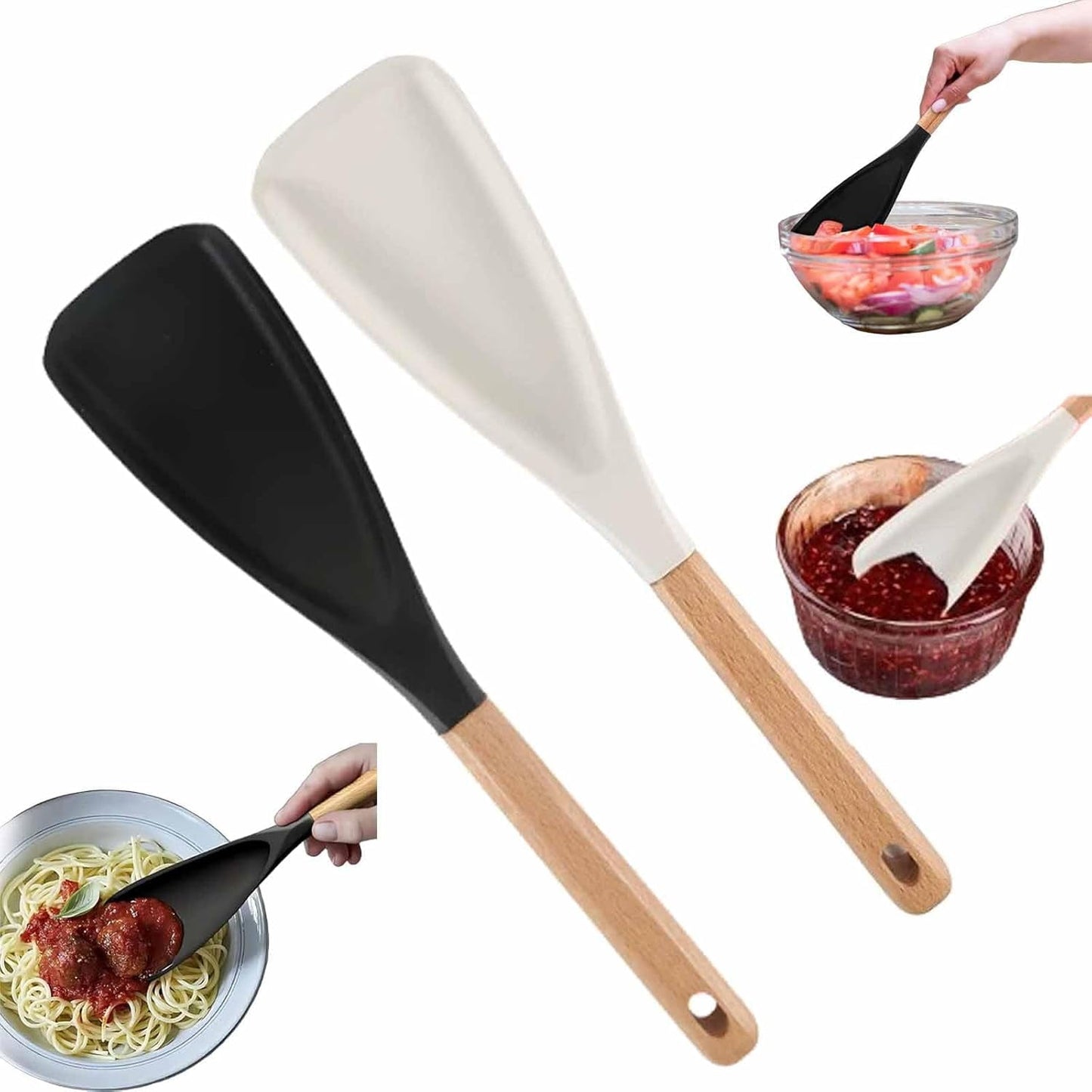 GlobaShun Consensuts Multi Function Spoon, 2-in-1 Multi-function Spatula Spoon, Cooking Spoon for Nonstick Cookwares, Silicone Cooking Utensils for Kitchen, Multifunction Spoon for Mixing Mix