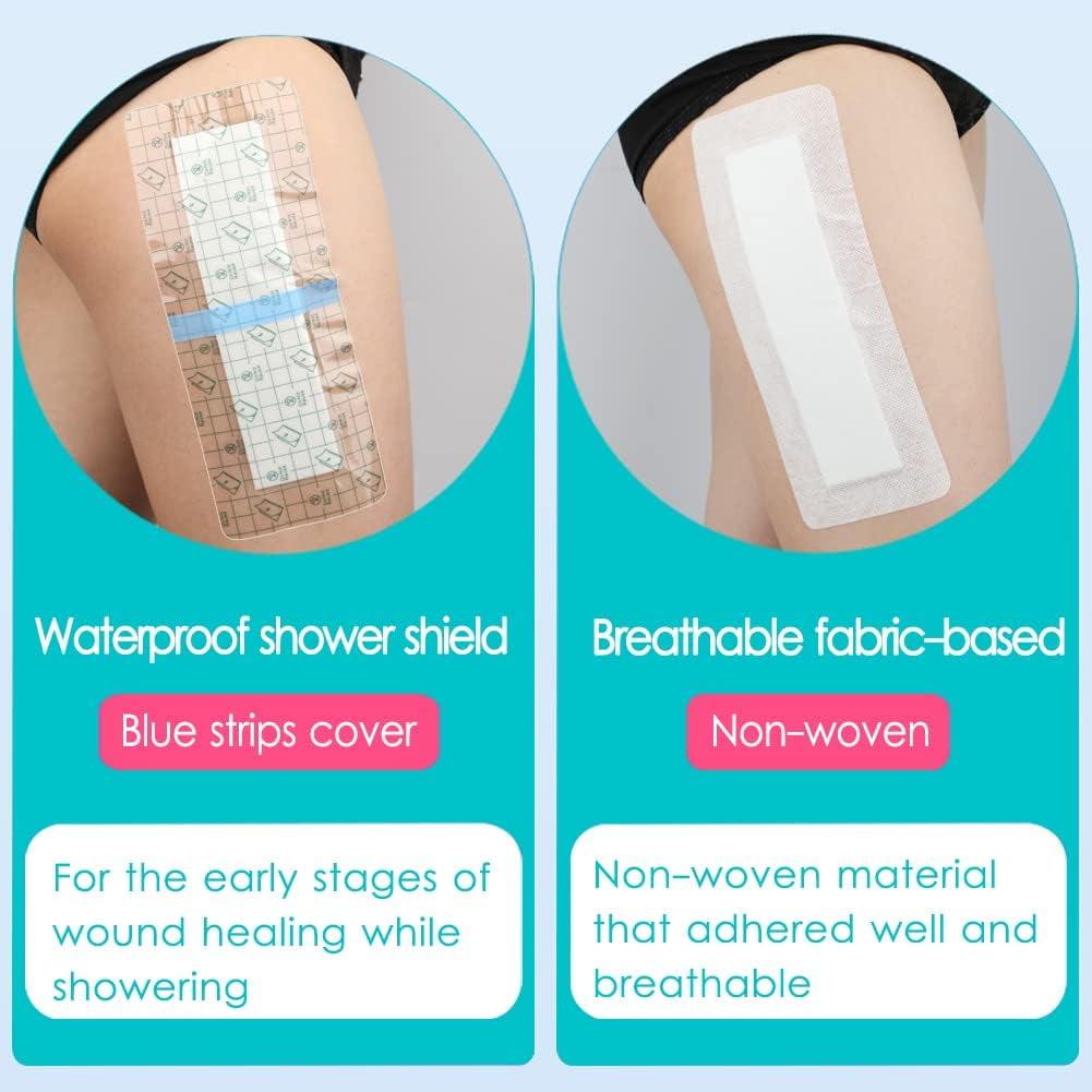 Adhesive Island Dressings - 4x10" Bordered Gauze Bandage for Knee, Hip, Arm, Leg, Abdominal Incisions