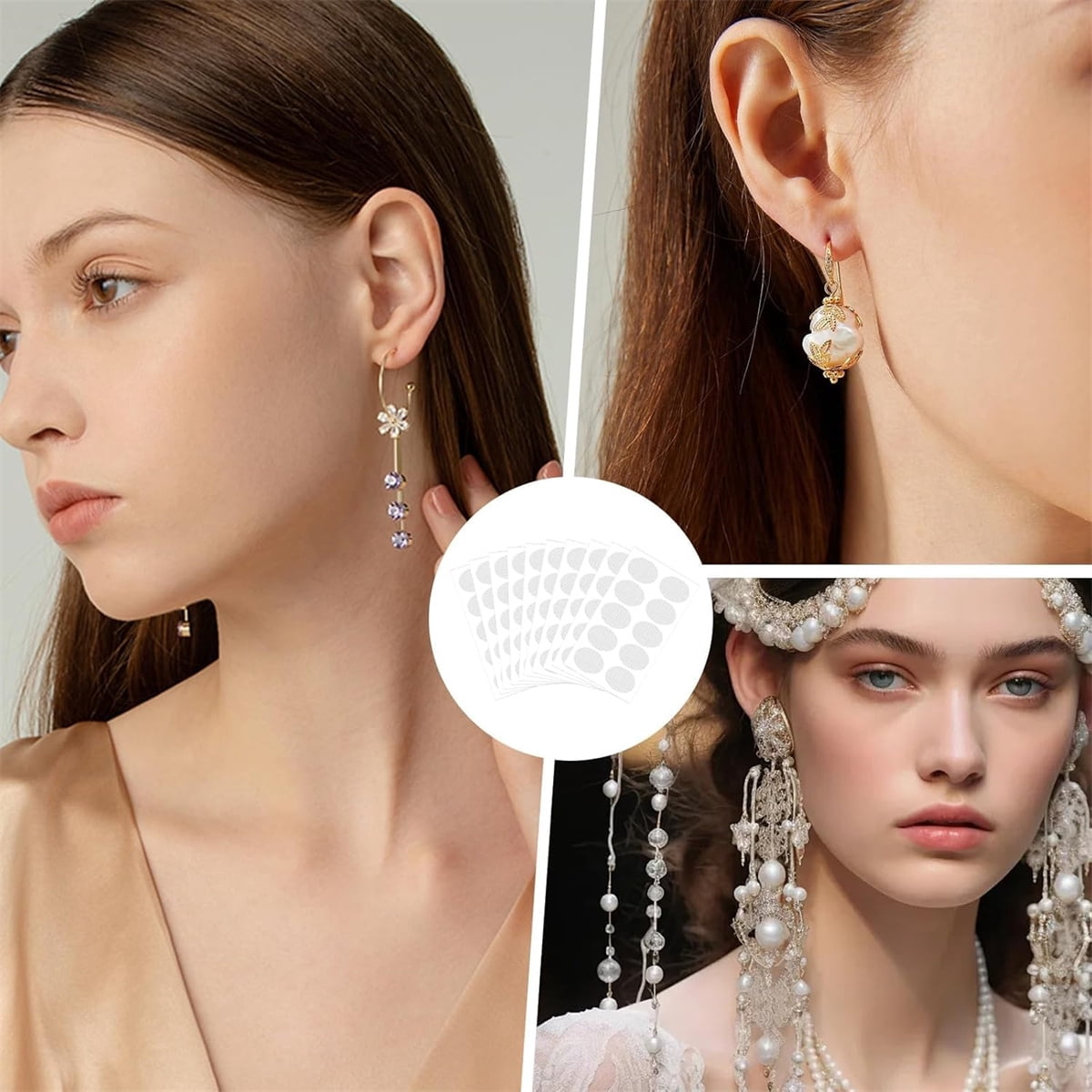 Earring Stickers for Split Earlobes,Tutuviw 50Pcs Earring Support Patches,Reinforcement Ear Stickers Earring Backs for Droopy Ears Heavy Earrings,Large Earring Stabilizers Stickers White